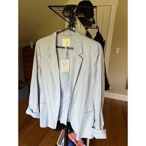 NEW Joie Blue Lightweight Linen Blazer Women's 12